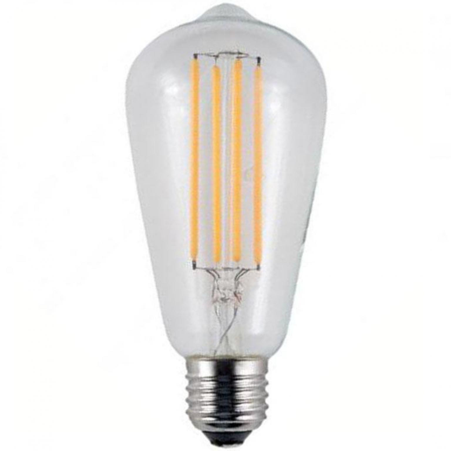 Filament LED Lamp - E27 Watt Lamptype: E27 - Led, Vermogen: 4.5 Watt - 230 Volt, Lichtsterkte: 320 lumen, Afmetingen: Ø64mm/H143mm, Lichtkleur: Extra warm wit 2200 K.
