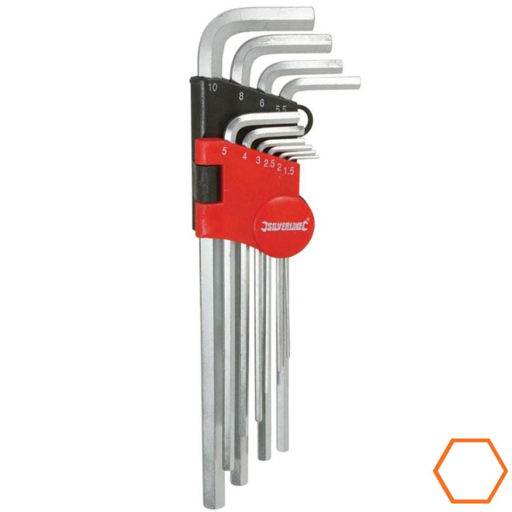 10-delige metrische inbussleutel set, Expert - Silverline
