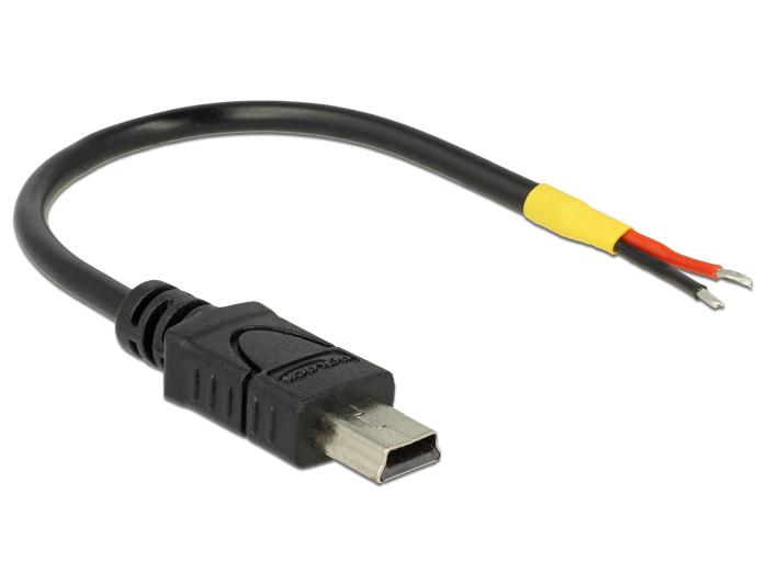 Delock Kabel USB 2.0 Mini-B Stekker > 2 x Open Kabeluiteinden Power 10 cm Breed - Delock