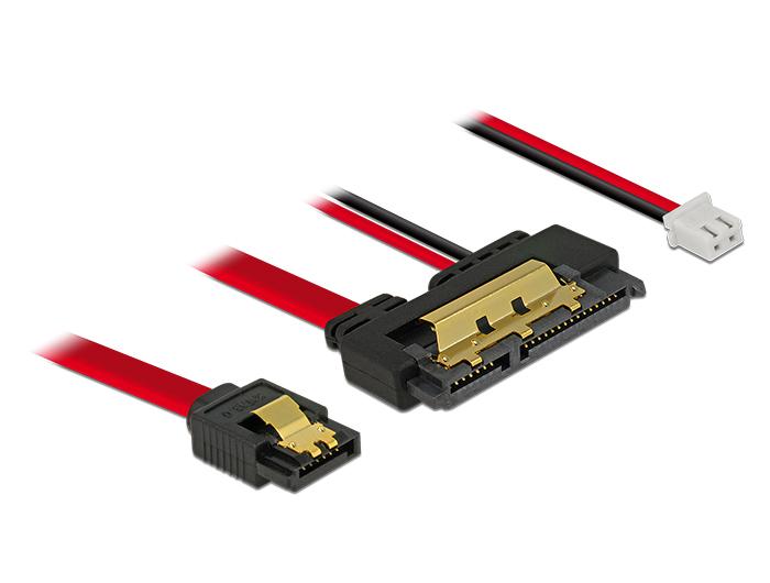 Câble Delock SATA 6 Gb/s 7 broches femelle + 2 broches femelle alimentation - Delock