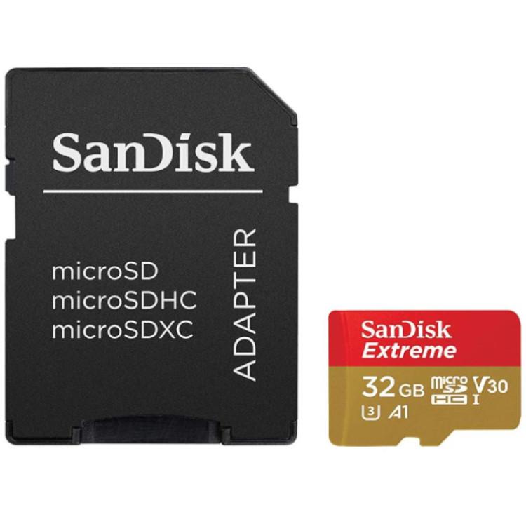 eetbaar Accommodatie verhaal Micro SDHC geheugenkaart - 32 GB - Micro SDHC geheugenkaart, Merk: Sandisk,  UHS-3 Hoge schrijfsnelheid voor 4K film, Inclusief: adapter van Micro SD  naar SD, Leessnelheid: 60 MB/s, Schrijfsnelheid: 100 MB/s,  Opslagcapaciteit: 32 GB.