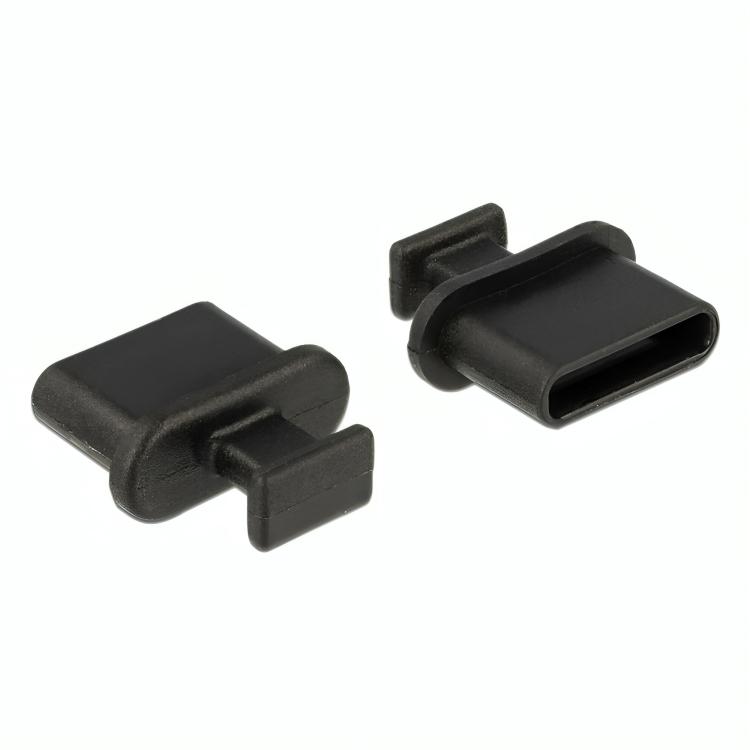 Capuchons anti-poussière USB C - Quantité : 10 pièces Convient pour : USB C  femelle Couleur : Noir Matériau : plastique