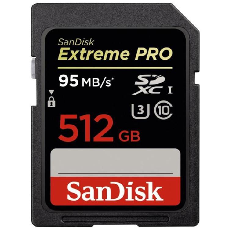 Ru worstelen Verplicht Sandisk Extreme Pro SDXC geheugenkaart - 512GB - Type: SDXC, U3,  Leessnelheid: 95 MB/s., Schrijfsnelheid: 95 MB/s, Opslagcapaciteit: 512 GB  Classificatie: UHS-I - Klasse 10,