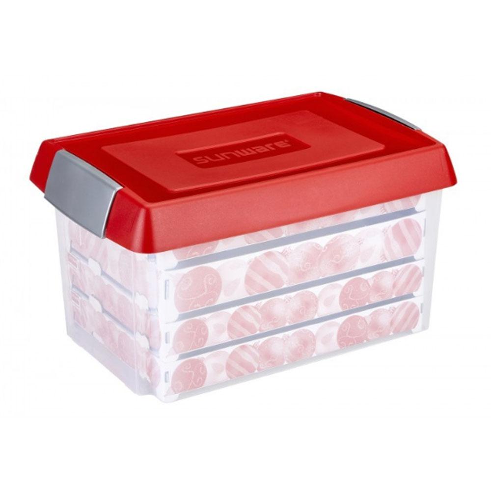 Kerst opbergbox - Rood - 60L - Kleur: Rood, Aantal: Materiaal: Kunststof, Afmeting: x 40 x 33 cm, Inhoud: 60 liter.