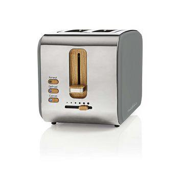 Grille-pain 2 fentes larges Soft-touch Gris - Nedis