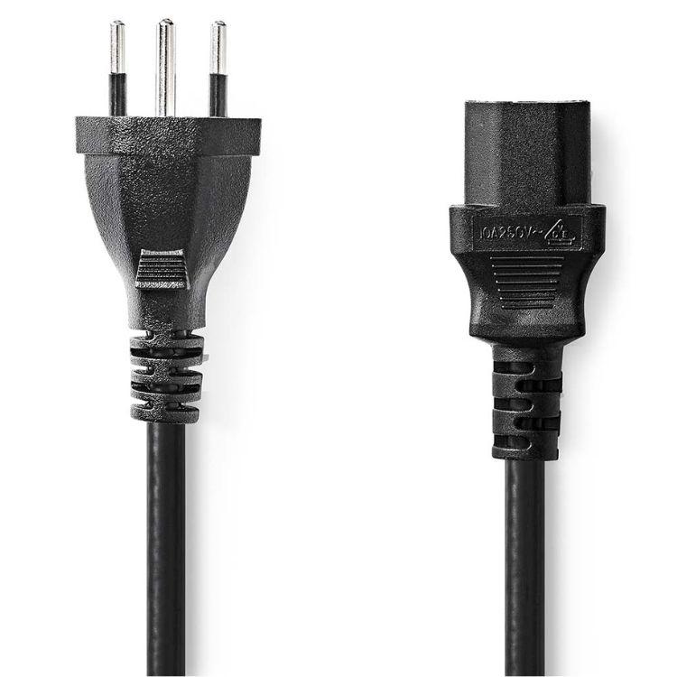 Voedingskabel Stekker Type J (CH) - IEC-320-C13 5,0 m Zwart
