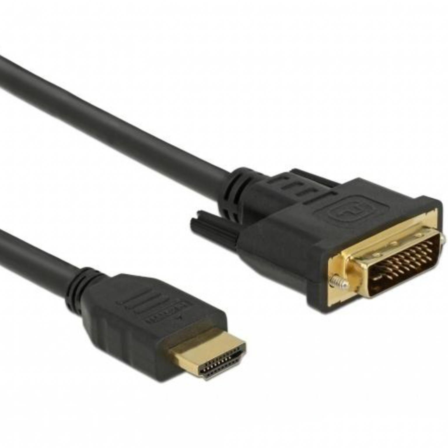 Câble DVI-D vers HDMI - Version : Dual link (24+1 broches), Connecteur 1 :  DVI-D mâle, Connecteur 2 : HDMI mâle, Plaqué or : Oui, Longueur : 1,5  mètres.
