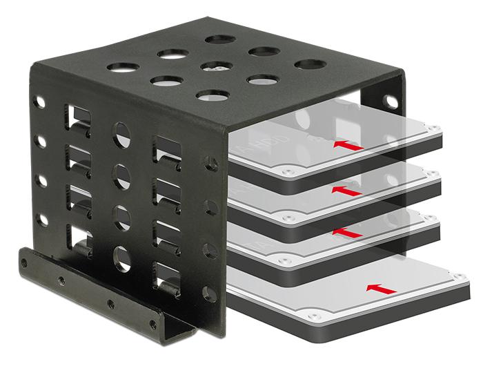 Delock Inbouwframe 4 x 2,5″ tot 3,5″ zwart - Delock
