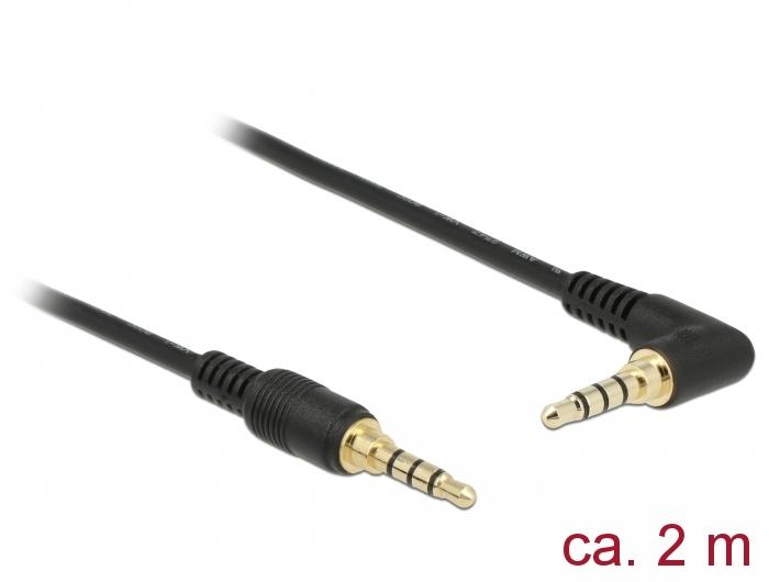 Delock Câble Jack 3,5 mm 4 pôles Fiche > Fiche droite 2 m noir - Delock