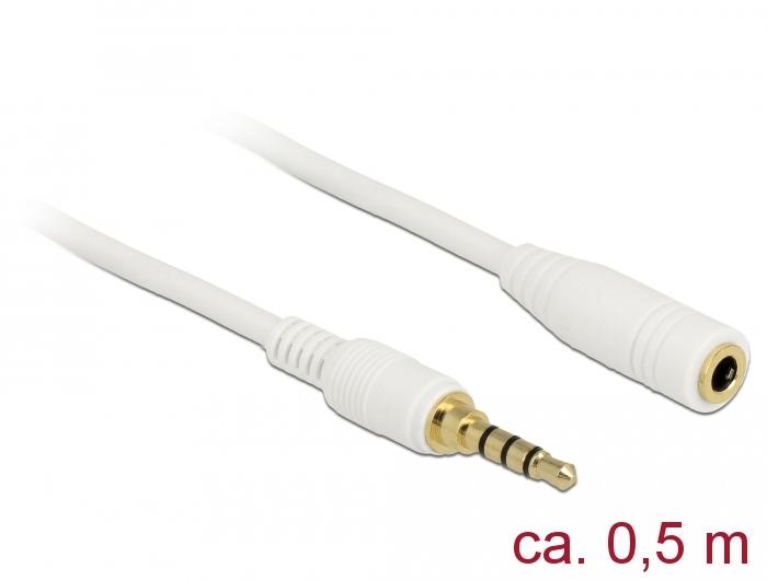 Delock Jack-verlengkabel 3,5 mm 4-pins Stekker op Jack 0,5 m - Delock