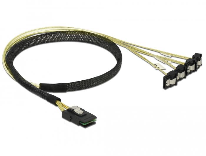 Delock Kabel Mini SAS SFF 8087 > 4 x SATA 7-polig gedraaid 0,5 m - Delock