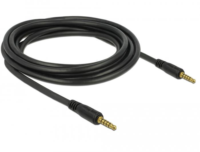 Delock Jackkabel 3,5 mm 5-polig Stekker op Stekker 3 m zwart - Delock