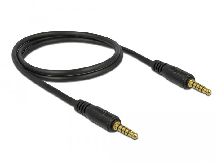 Delock Câble Jack 3,5 mm 5 pôles Fiche mâle sur Fiche mâle 1 m noir - Delock
