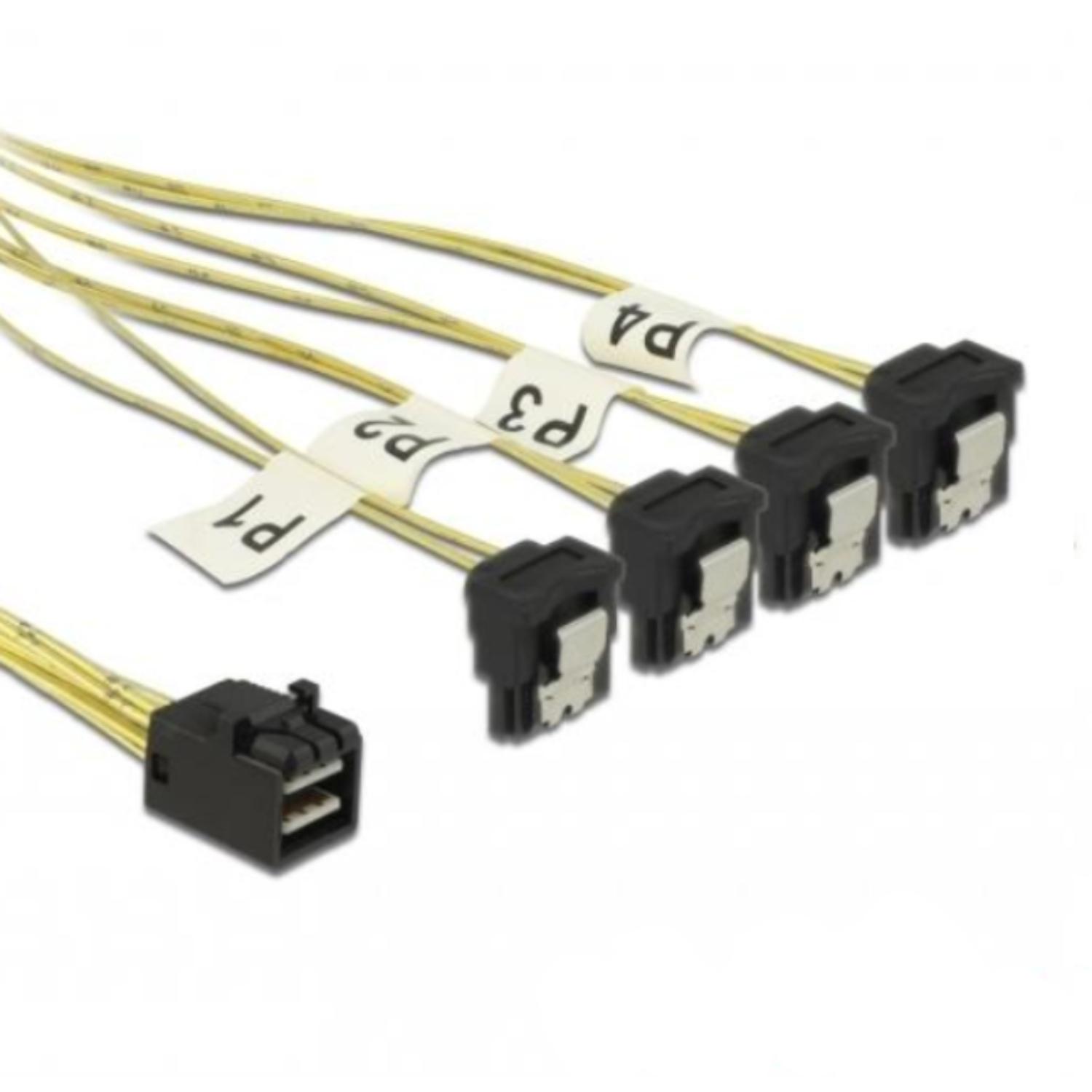 Delock Kabel Mini SAS SFF 8087 > 4 x SATA 7-polig gedraaid 0,5 m - Delock