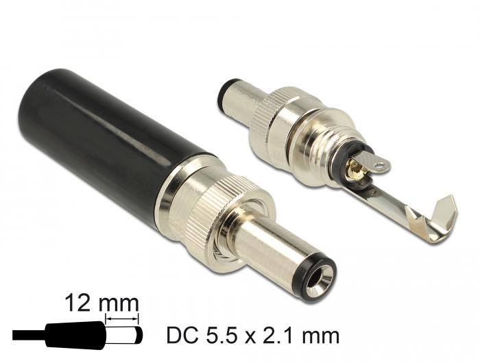 Delock-connector DC 5,5 x 2,1 mm met lengte 12,0 mm holle connector - Delock