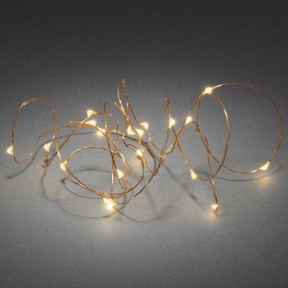 Draadverlichting - led kerstverlichting binnen - 20 lampjes - 1.9 meter - extra warm wit - 3x AA