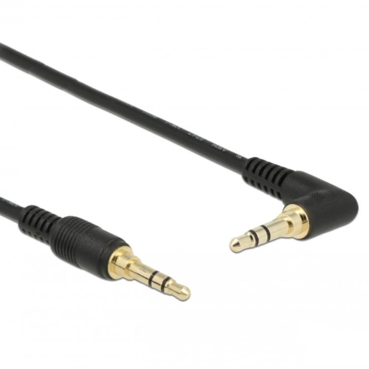 Delock Jackkabel 3,5 mm 3-polig Stekker > Stekker gehoekte 2 m zwart - Delock