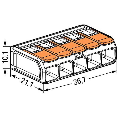 Lasklem - 5-aderig - 6.0 mm² - Wago