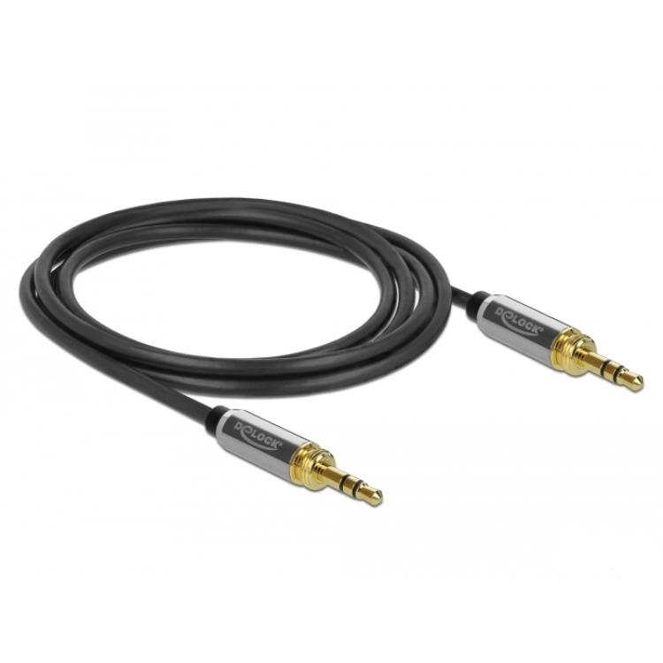 Câble jack Delock 3,5 mm 3 pôles, fiche mâle-fiche mâle avec verrouillage à vis - Delock