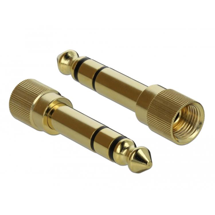 Delock Jackkabel 3,5 mm 3-polig Stekker op Stekker met schroefadapter 5 m - Delock
