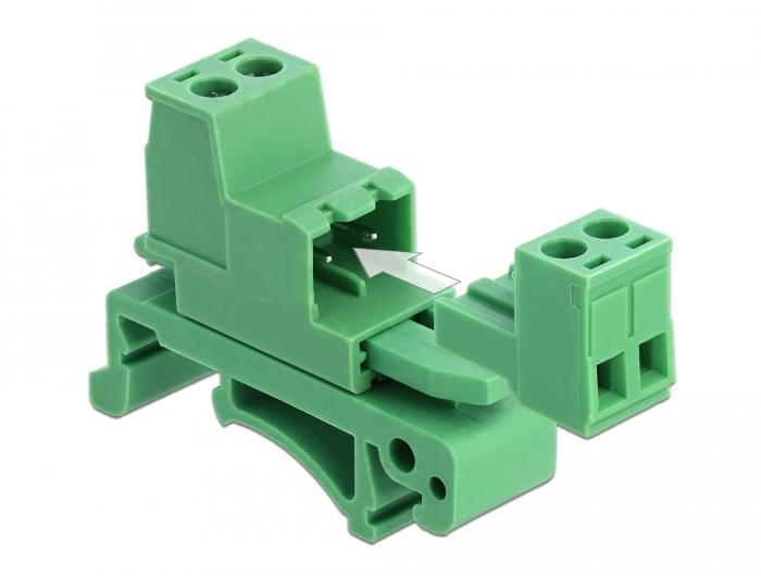 Delock Jeu de borniers pour rail DIN 2 broches au pas de 5,08 mm pondéré - Delock