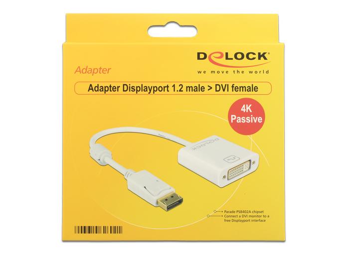 Delock DisplayPort 1.2 Connecteur > Prise DVI 4K Passif blanc - Delock