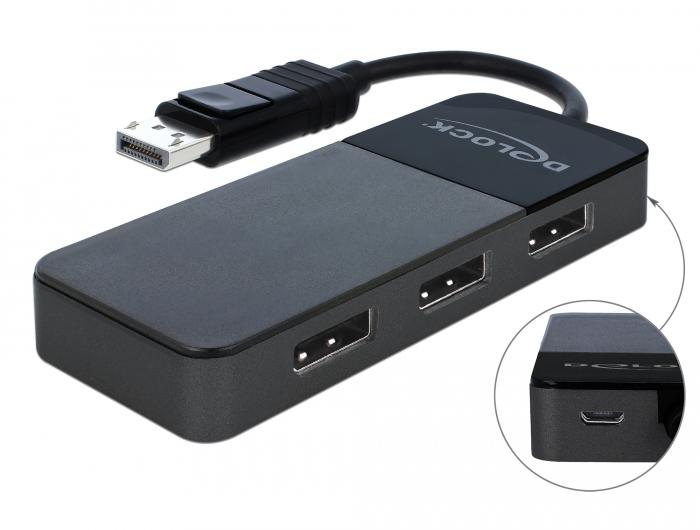 Delock DisplayPort 1.4 Splitter 1 x DisplayPort entrée > 3 x DisplayPort sortie