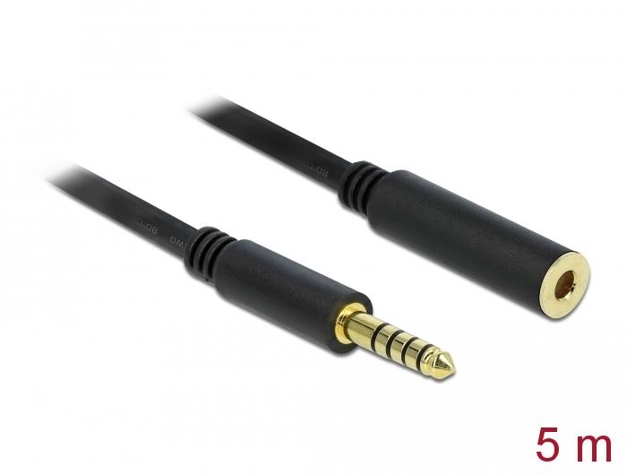 Delock Câble d'extension Jack 4,4 mm 5 broches Mâle vers Femelle 5 m noir - Delock