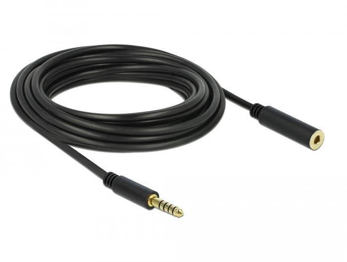Delock Verlengkabel Jack 4,4 mm 5-pins Stekker naar Buchse 5 m zwart - Delock