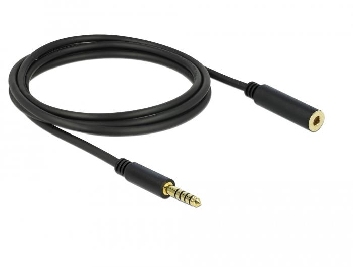 Delock Verlengkabel Jack 4,4 mm 5-pins Stekker naar Buchse 2 m zwart - Delock