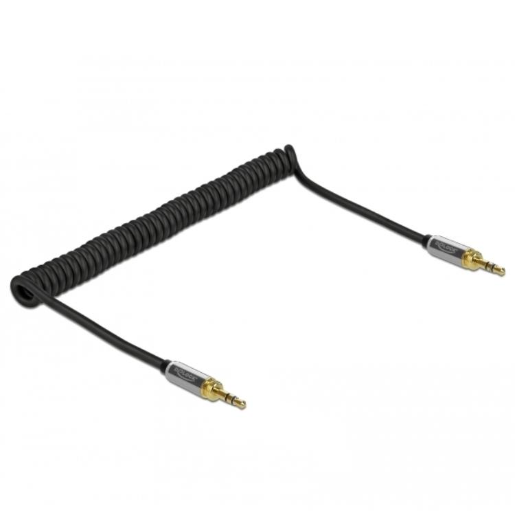 Delock Spiralkabel 3.5mm 3-polige jackplug op jackplug met schroef - Delock