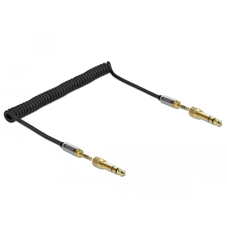 Delock Spiralkabel 3.5mm 3-polige jackplug op jackplug met schroef - Delock