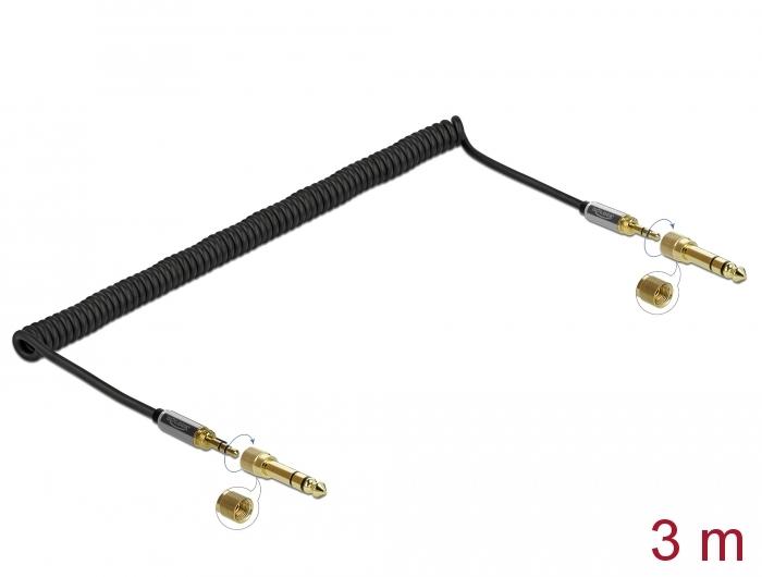Câble spiralé Delock 3,5 mm Jack 3 pôles vers Jack avec vis - Delock