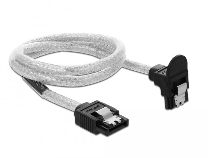 Delock SATA 6 Gb/s Kabel recht naar beneden schuin 50 cm transparant - Delock