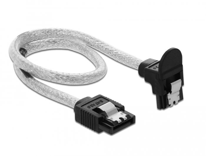 Delock SATA 6 Gb/s Câble droit coudé 30 cm transparent - Delock