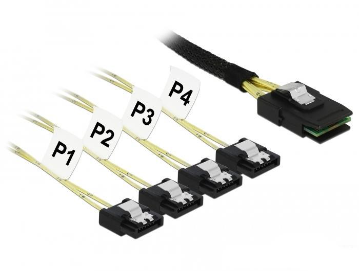 Delock Kabel Mini SAS SFF 8087 > 4 x SATA 7-polig 0,5 m Metaal - Delock