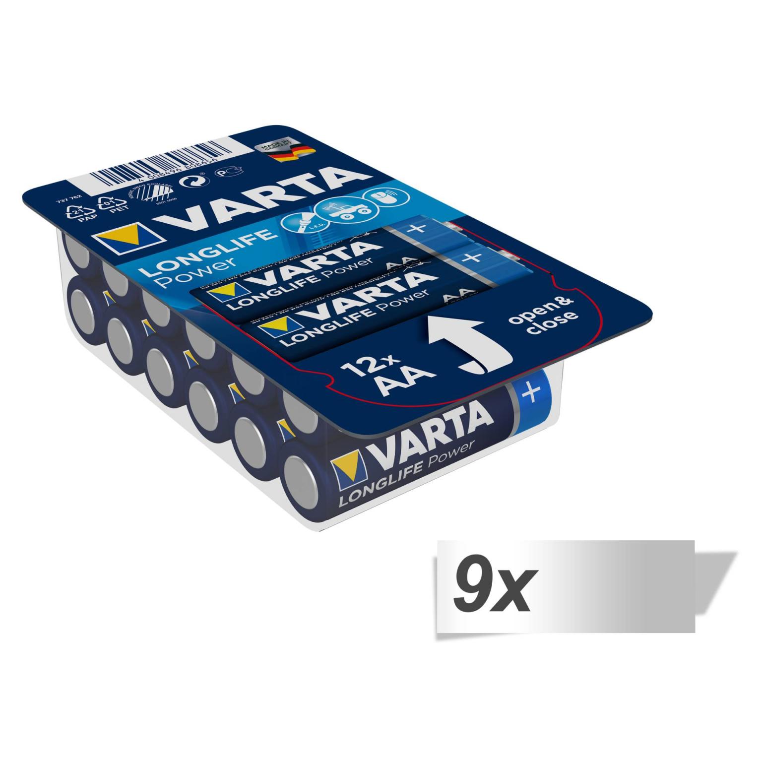 9x12 Varta Longlife Power AA LR 6 Ready-To-Sell Tray Big Box - 0490630112 - Varta
