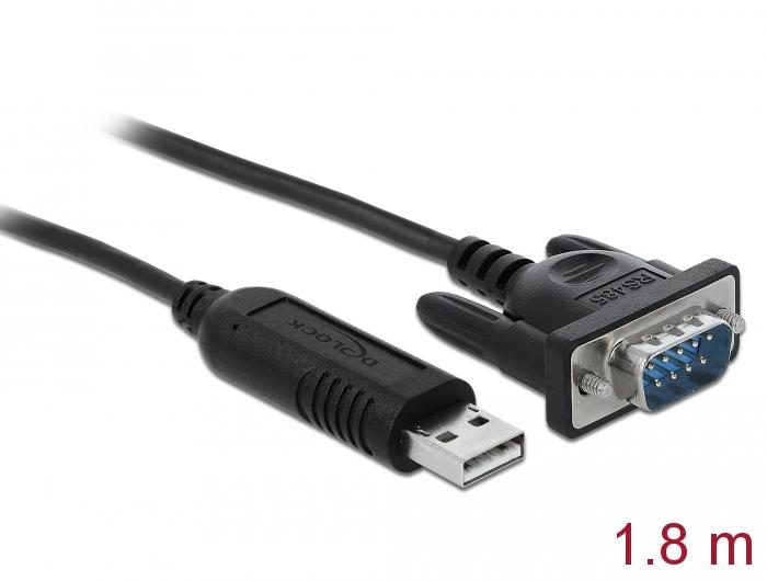 Delock Adapter USB 2.0 Type-A naar 1 x seriële RS-485 DB9 met 15 kV ESD - Delock