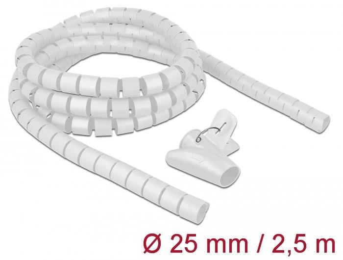 Delock Gaine spirale avec outil d'enroulement 2,5 m x 25 mm blanc - Delock