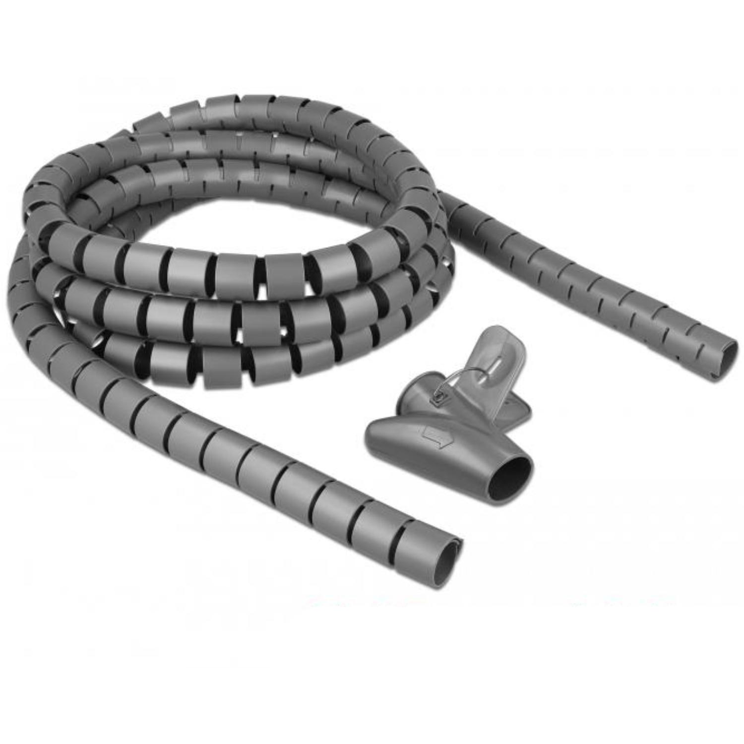 Delock Gaine spirale avec outil d'enroulement 2,5 m x 25 mm gris - Delock