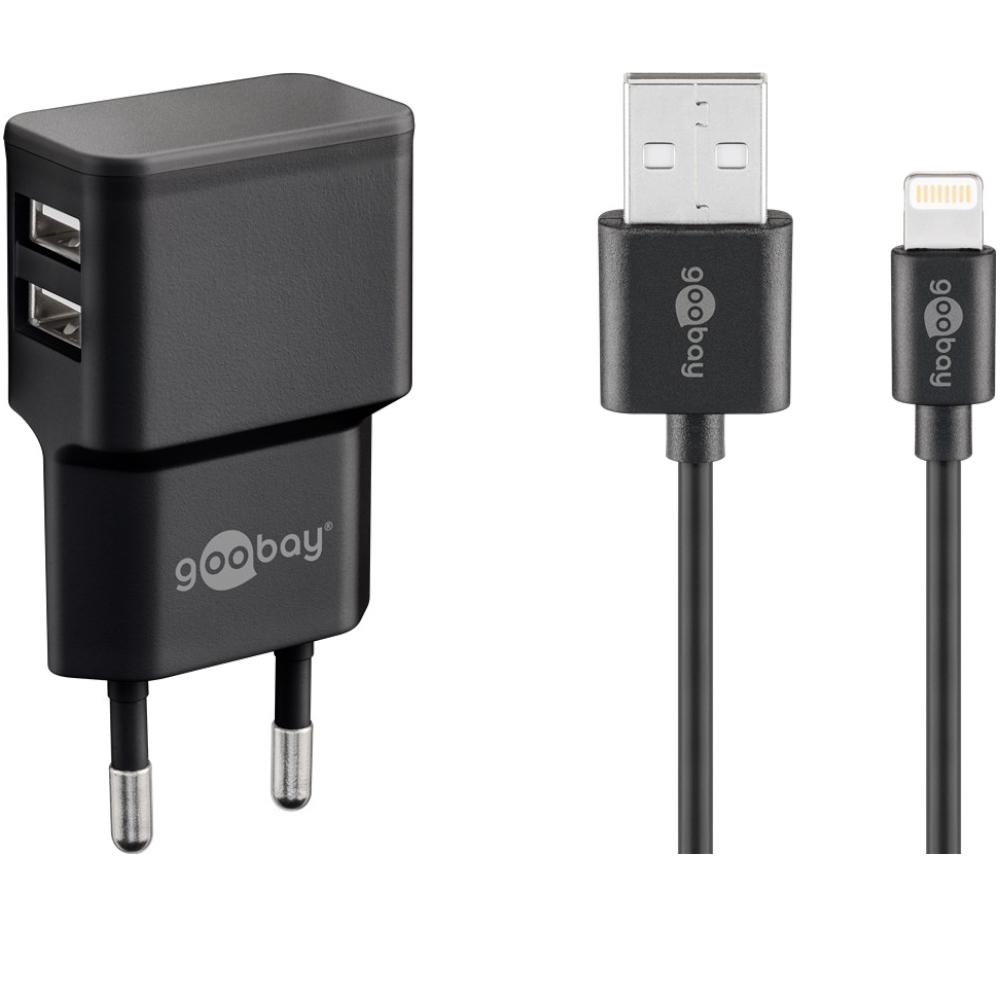 USB oplader + Lightning iPhone kabel - 2400 mA