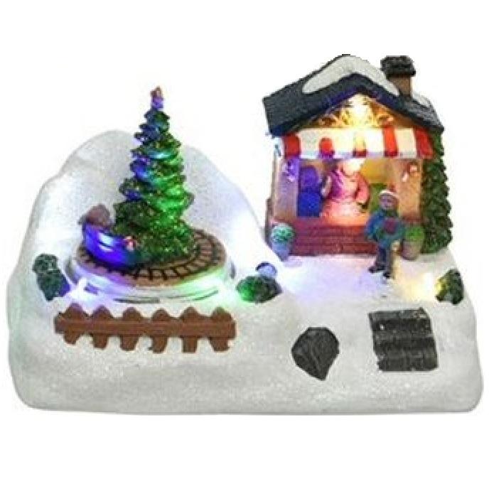 Maison de Noël - guirlandes lumineuses d'intérieur - 7 lumières - 10 x 18 x 12 cm - multicolore - 3x AA