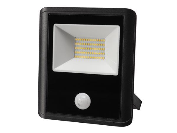 LED-SCHIJNWERPER VOOR BUITEN - 50 W, NEUTRAALWIT - ZWART - PIR-SENSOR - Perel