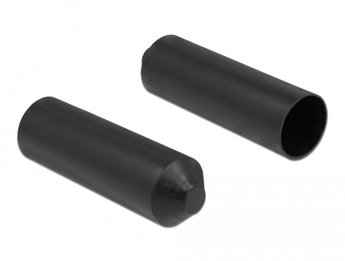 Delock Embouts avec colle intérieure 80 x 25 mm 2 pièces noir - Delock