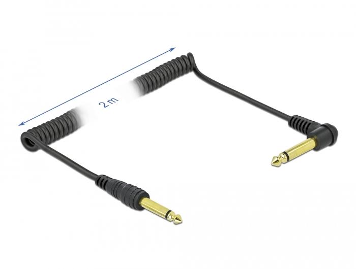 Delock Spiralkabel 6,35 mm 2-pins jack naar jack mono gebogen - Delock