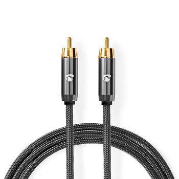 Subwooferkabel RCA Male - RCA Male Gun Metal Grey Gevlochten kabel