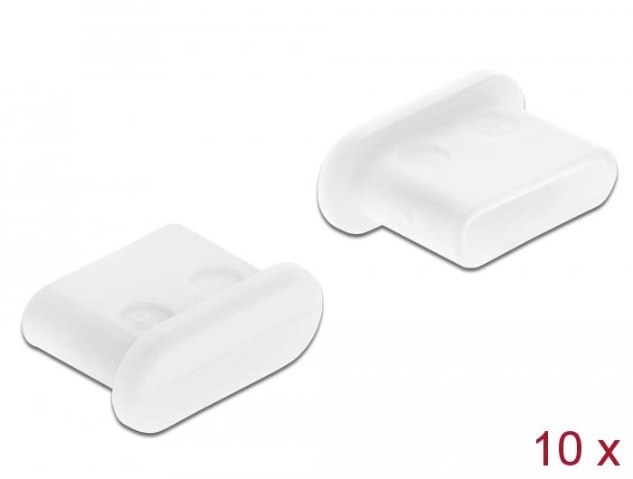 Delock Bouchon anti-poussière pour connecteur USB Type-C™ sans poignée 10 pièces blanc - Delock