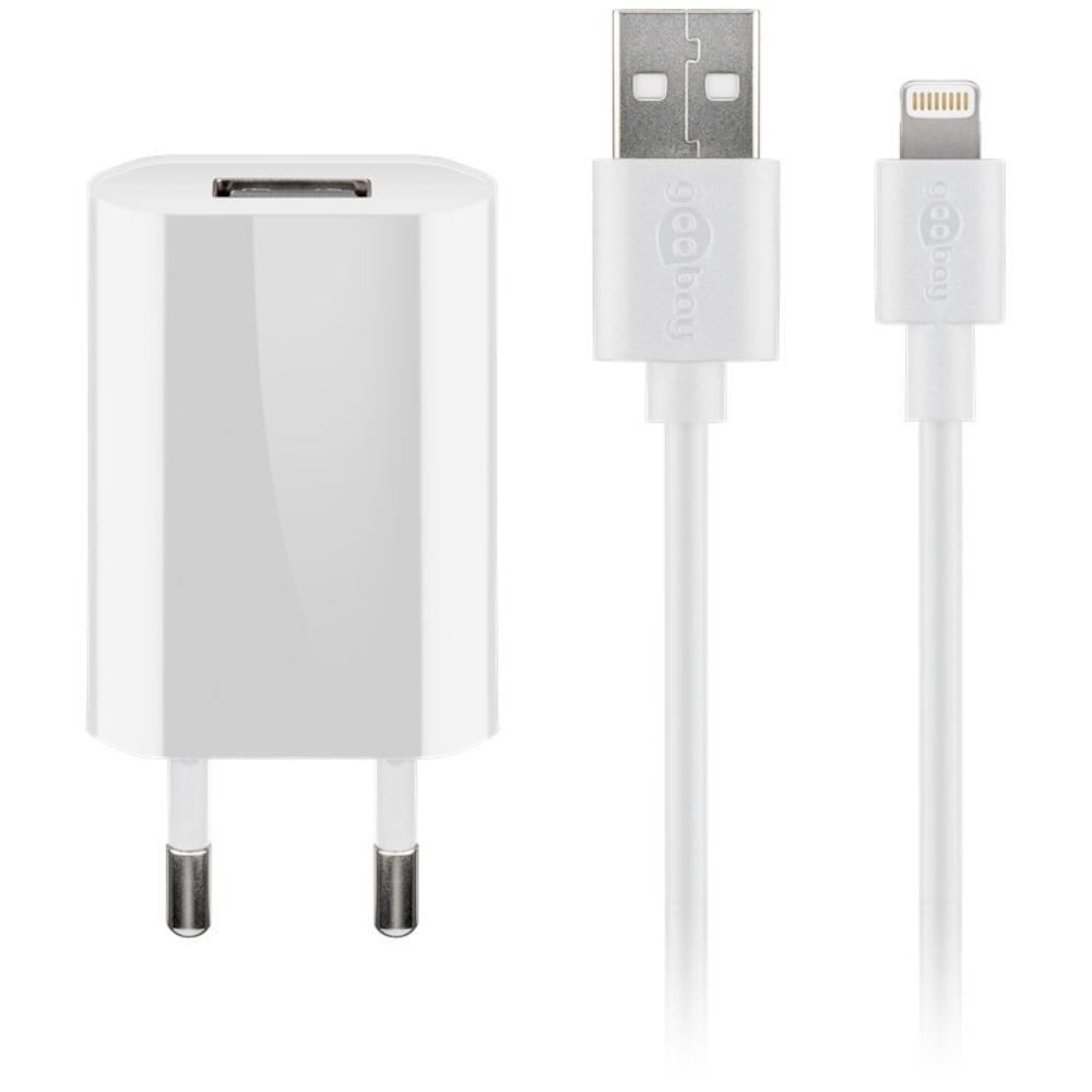 USB A oplader + lightning kabel - Goobay