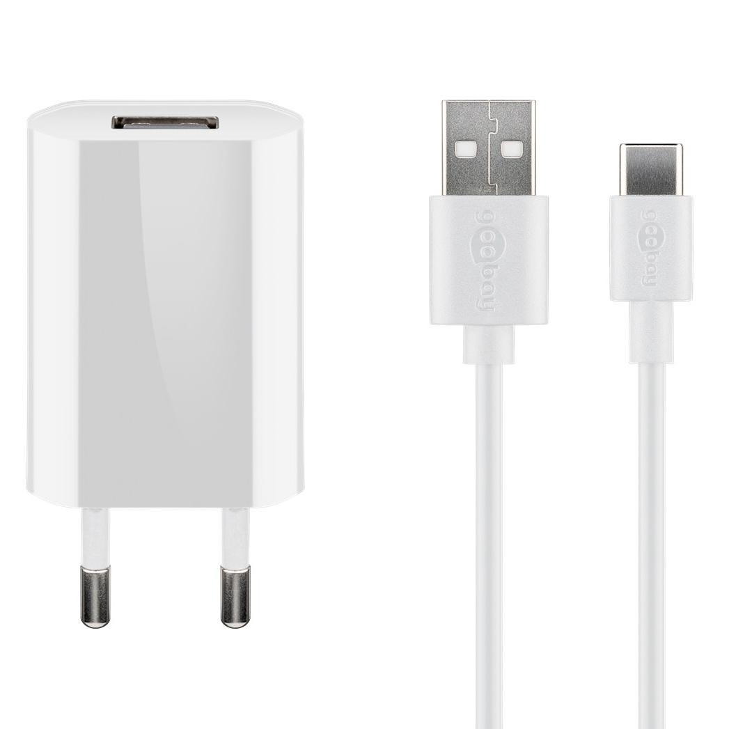 USB A oplader + USB C kabel - Goobay