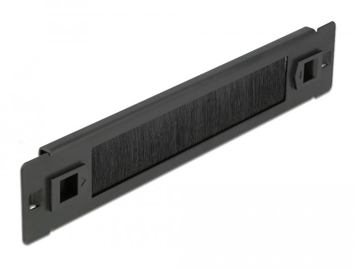 Delock 10″ Kabelmanagement borstelstrip zonder gereedschap 1 HE zwart - Delock